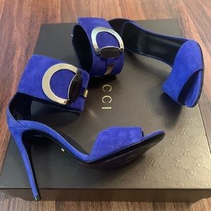 Gucci Kid Scamosciato Deep Zaffiro Heels